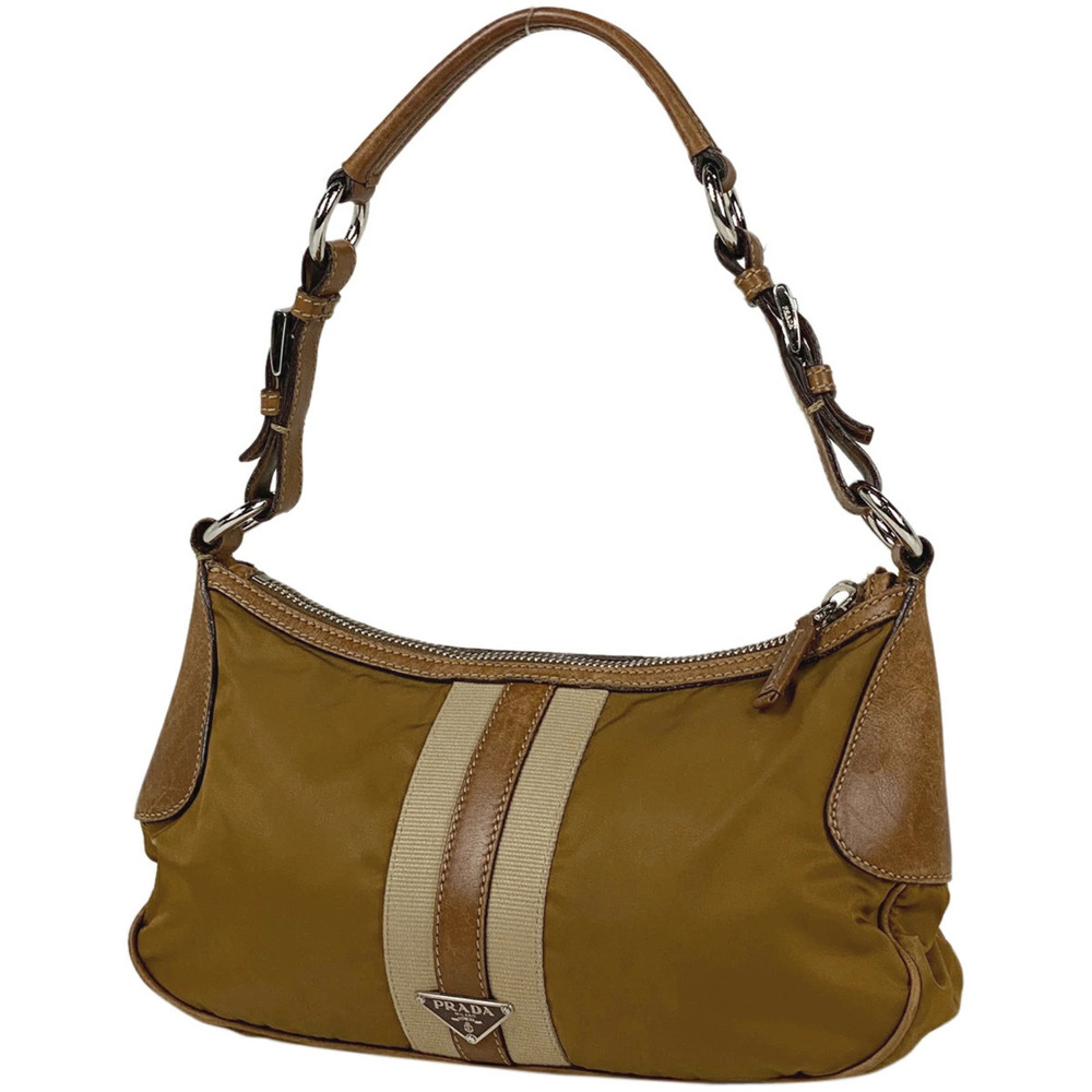 Prada Logo Plate Shoulder Bag Crossbody Brown - Picture 1 of 7
